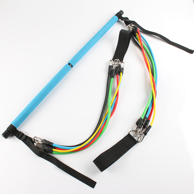 Pilates Bar with Elastic Bodybuilding Resistance Bands